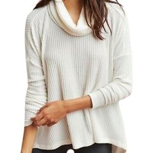 EUC. Sat/Sun {Anthro} Brushed Fleece Cowl Neck Winter White Tunic Sweater | M/L